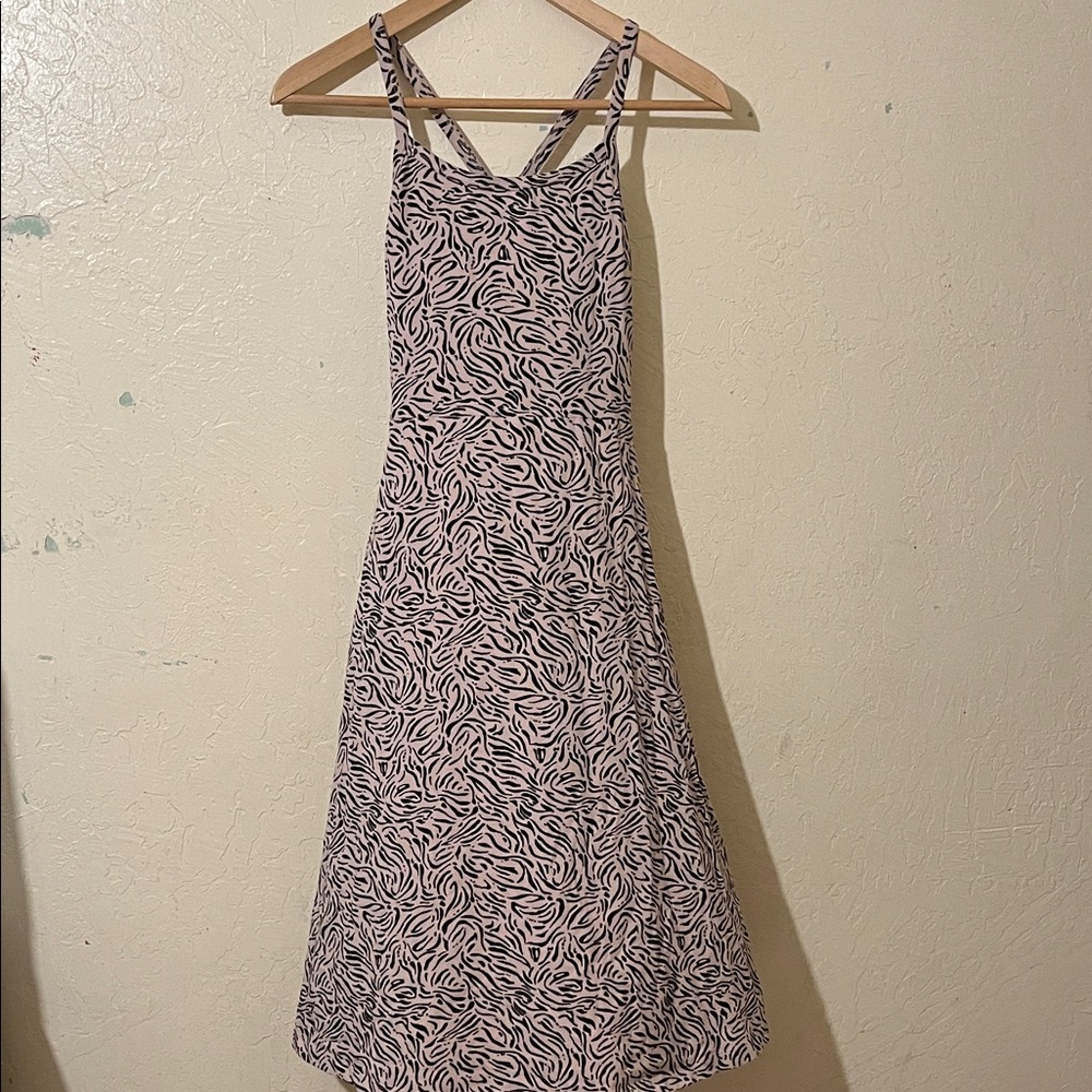 Pact Pink and Black Zebra Print Midi Dress
